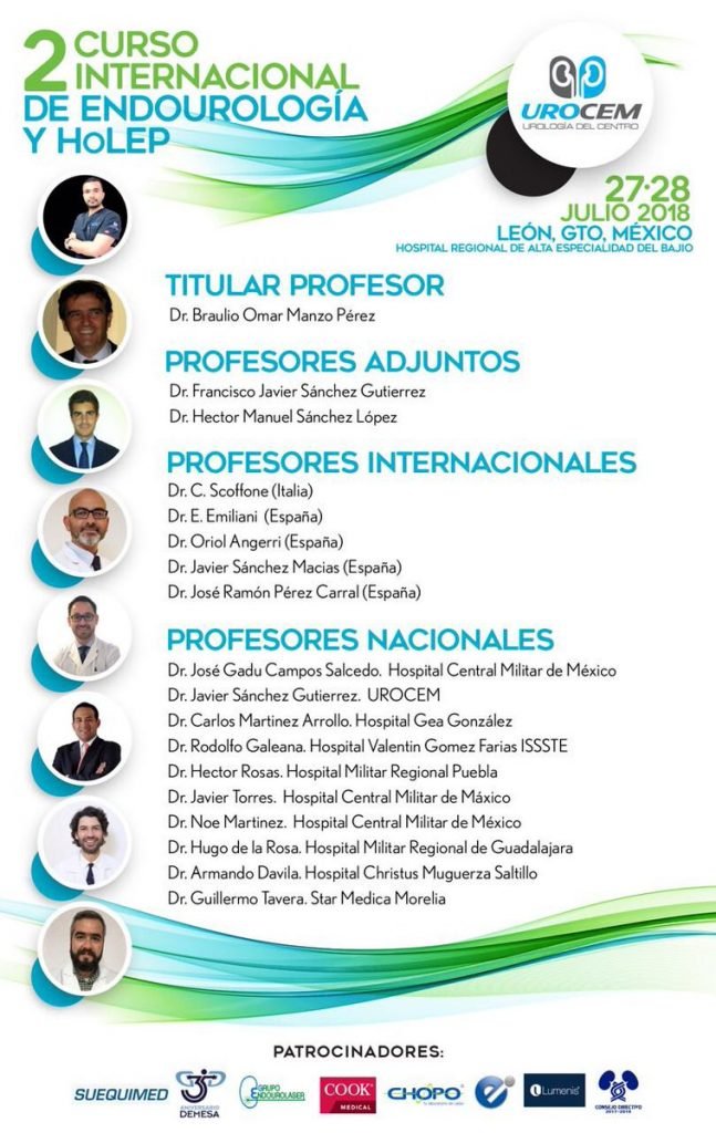 Profesor invitado en el II Curso Internacional de Endourología y HoLEP. León, México